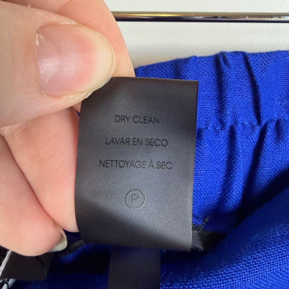 Calvin Klein Blue Linen Blend Pants Size 14 Coastal Office Trousers Minimalist - Picture 9 of 13